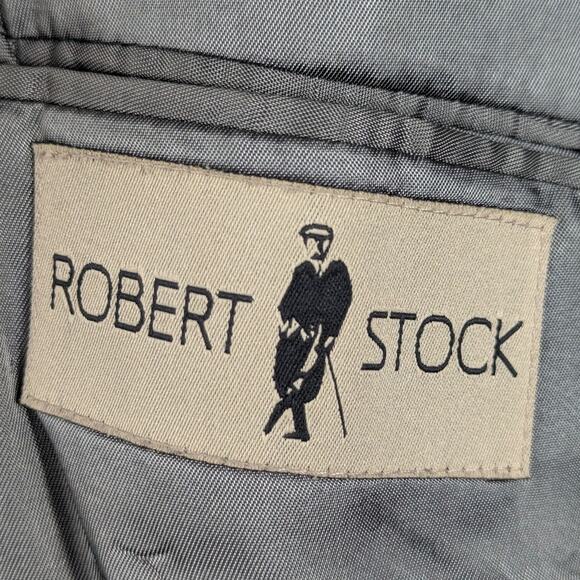 Robert Stock 52R Wool Blazer Sport Coat Men Gray Houndstooth Check Vintage - Picture 4 of 6